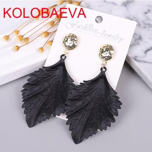 Fashion Jewelry Black Leaf Drop Earrings women Punk Metal Earrings Bohemian Geometric Statement Korean Gift pendientes Earrings