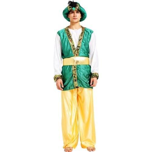 Mens halloween costumes for men adult party jasmine aladdin costume Lamp genie Adam prince Fantasia Boy Arab Clothing cosplay