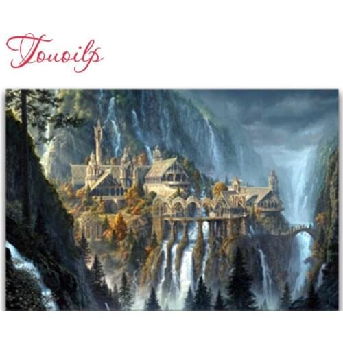 TOUOILP 5D Diamanten crystal square&round diamond sets decorative 5d Landscape house diamond painting mountain