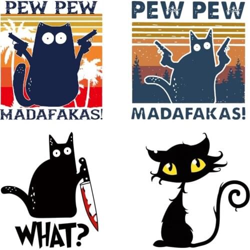 PEW PEW CAT iron on patches for clothing applique thermo stickers on clothes heat-sensitive custom patch free shipping