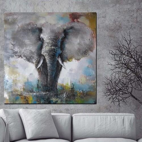 Wall Pop Art Canvas African Elephant HD Print Abstract Animal Oil Painting on Canvas Poster Modern Wall Picture For Living Room
