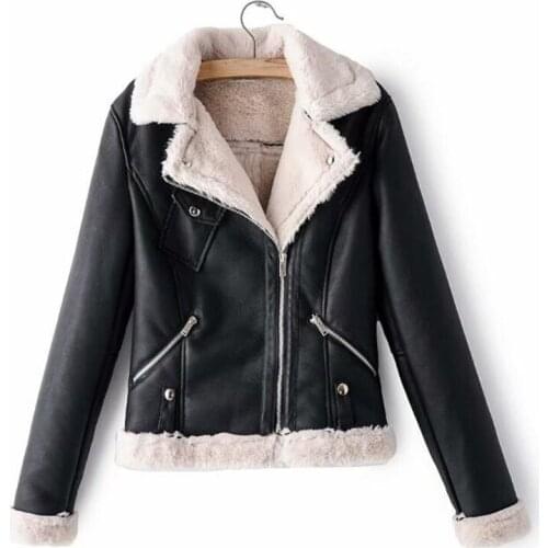 New Fashion High Quality Pu Leather Jacket Warm Winter Jacket Women Coat Short Was Thin Motorcycle Leather Coat Women Jacket