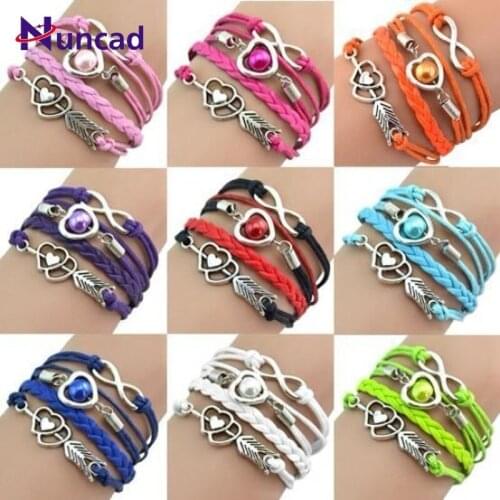 2019 New Products European and American Fashion Retro Cupid Arrow Love Pearl Multicolor Leather Cord Multilayer Bracelet