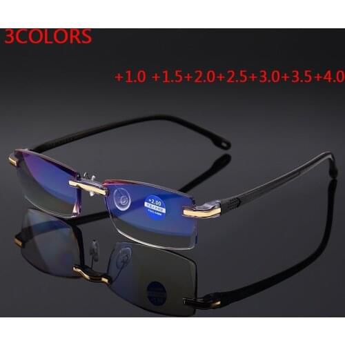+1 +1.5 +2 +2.5 +3 +3.5 +4.0 High-Grade Coating Frameless Finished Reading Glasses Women Anti-Blue Light Prescription Eyeglasses