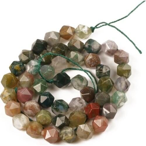 Wholesale Faceted Natural Stone Faceted Indian Agates Beads Natural Stone Loose Beads 8mm Needlework DIY Necklace Bracelet