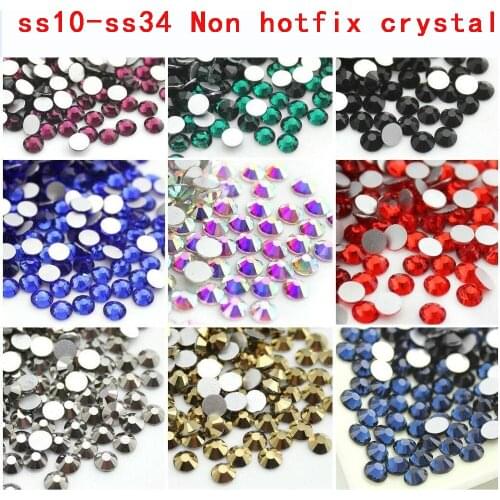 Wholesale SS10-SS30 Non Hotfix flatback Nail Art rhinestone Glue On crystal glass gemstone DIY headwear shoes garment Decoration
