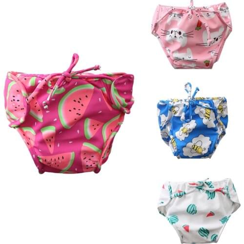 0-3T Baby Swim Trunks Girls Boys Swimwear Toddler Waterproof Leakproof Swimming Pool Diaper Cartoon Print Swimsuit Drop Shipping