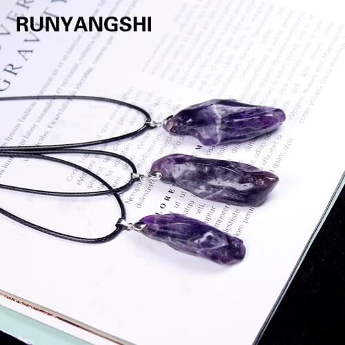 1PC Amethyst Pendant Natural Quartz Stone Raw Crystals For Men Women Jewelry Purple Reiki Mineral Specimen Gift