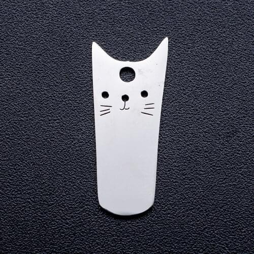 10pcs/lot Cute Cat DIY Jewelry Charms Wholesale 100% Stainless Steel Pendant Accessories Charm for Necklace Making