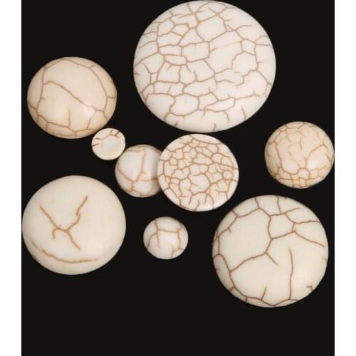 Howlite Half Round White Stone Size 6/8/10/12/14/16/18/20/25mm White Flat Back Cabochons Beads Findings for DIY Jewelry Making