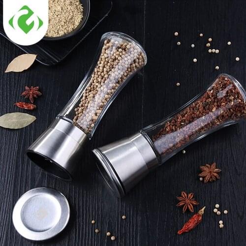 Premium Stainless Steel Salt and Pepper Grinder Shakers Glass Body Spice Salt And Pepper Mill with Adjustable Ceramic Rotor