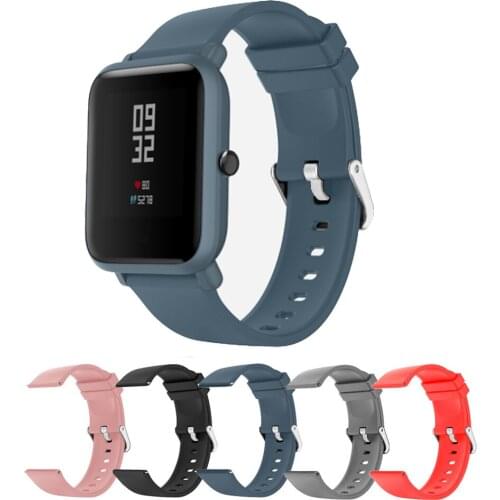 20mm Silicone Strap For Xiaomi Huami Amazfit Bip Smart band Bracelet for Amazfit Bip Strap Replacement Belt Accessories