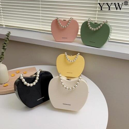 Apple Shape Luxury Designer Handbag with Pearl Hanging Strap Bags 2021 Women Brand Design Cross-Body Bag Trend Womens Bag 2021