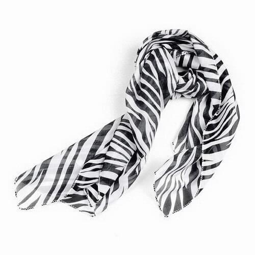 SODIAL(R) Black White Chiffon Zebra Strips Striped Women Shawl Scarves Wrap Pashmina Gift