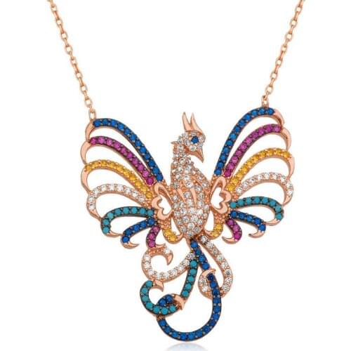 Tevuli 925 Sterling Silver Zümrüdü Phoenix Lady Necklace