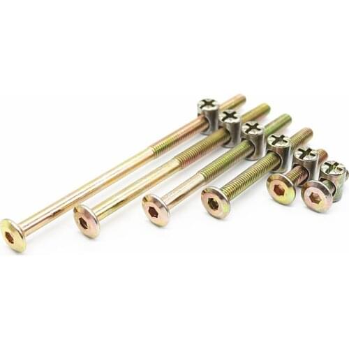 High-quality M6 x10--120mm Furniture Bolts With 6mm Barrel Nuts Color Zinc-Plated Carbon Steel Furniture connecting screws
