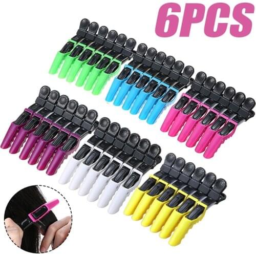 6pcs Hair Clips Hairpins Crocodile Salon Clamps Claw Hairdressing Sectioning Clip Plastic Styling Holding Tools 6 Colors