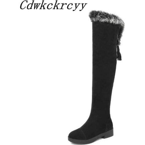 Women Boots Autumn and winter New style Round head Grind Suede Over the knee Boots Cashmere Keep warm Snow boots size 34-43