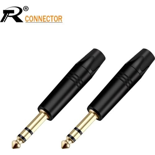 10Pcs Aluminum 6.35mm stereo sophomore core 6.35 amplifier microphone plug 1/4" PhoneJack Unbalance Wire Connector