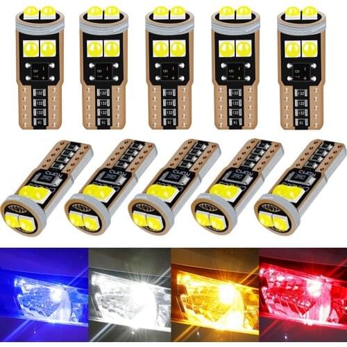 10Pcs T10 W5W WY5W 2825 Super Bright LED Canbus No Error Car Interior Reading Dome Lights Auto Parking Lamp Wedge Tail Side Bulb
