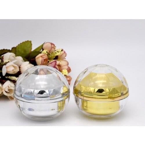 15g shiny silver/shiny gold acrylic ball shape cream bottle for eye cream/day cream/essence/gel/moisturizer cosmetic packing