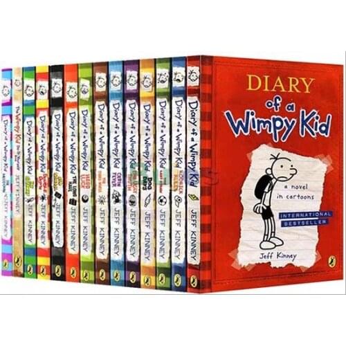 16 Books/set,English Picture Book Diary of A Wimpy Kid Comic Bridge Novel Children Daily Reading Book Children Reading Gift