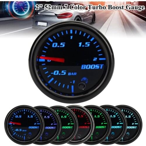 2 inch 52mm turbocharger vacuum pressure gauge-12bar 7 color LED black Len 12V