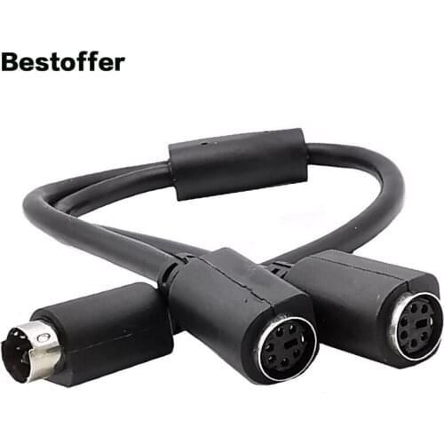30CM Mini DIN 6-Pin Male to Dual DIN 6 Pin 2*Female Splitter Y Adapter Cable