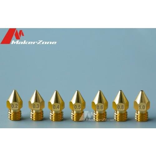 5/10PCS MK8 Brass Nozzle 0.2MM/0.3MM/0.4MM/0.5MM/0.6MM/0.8MM/1.0MM For 3D Printer Extruder 1.75MM Filament CR10 CR10S Ender-3
