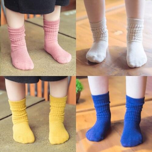 5 pairs / lot autumn&Winter cotton high-quality Candy-colored piles of socks for 0-9 year children socks boys girls socks