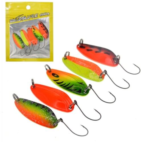 5pcs/bag 4.5g metal spoon lure bait for fishing tackle , colorful artificial lure tackle for isca pesca bass perch fish