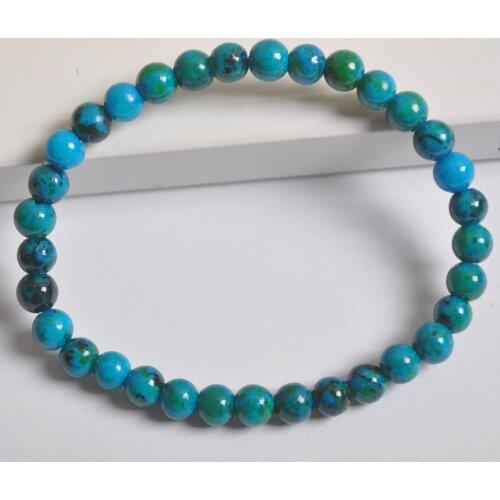 6MM Brazilian Azurite Beads Bracelet Bangle Stretch 7.5 Inch Jewelry For Gift G631