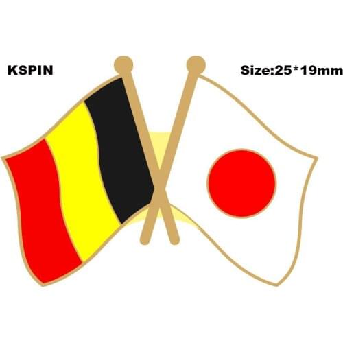 Belgium & Japan Friendship Flag Lapel Pin Friendship Flag Badge Flag pin