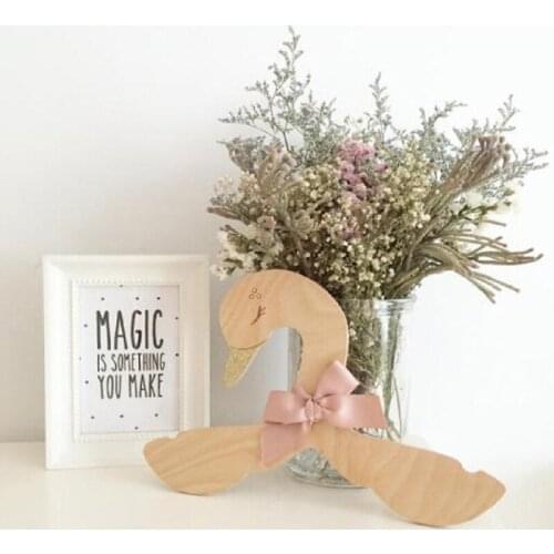 Kids Baby Animal Swan Wooden Clothes Hanger Rack Home Room Nursery Decor 25*16cm*5mm 1PC