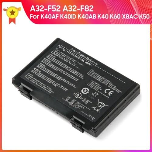 Genuine Laptop Battery A32-F82 A32-F52 for Asus K40ID K40AF K40AB K60 K40 K50 X8AC Replacement Battery