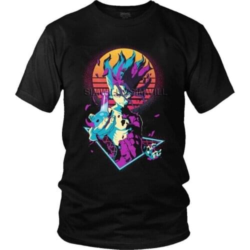 Senku Ishigami T-shirt Men Fashion T Shirt Short Sleeve Japan Anime Manga Dr Stone Tshirts Cotton Tee Tops Clothing