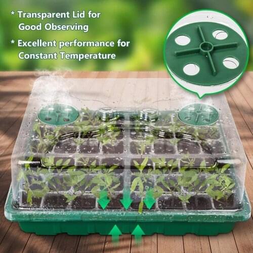 24 Cells Hole Plant Seeds Grow Box Tray Insert Propagation Seeding Nursery Pot Plant Flower Grow Starting Pot with Lid Seeds