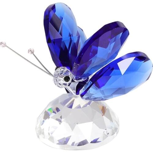 Handmade K9 Crystal Butterfly Figurine Glass Miniature Animal Craft Wedding Birthday Gift Ornament Home Decor Garden Fairy
