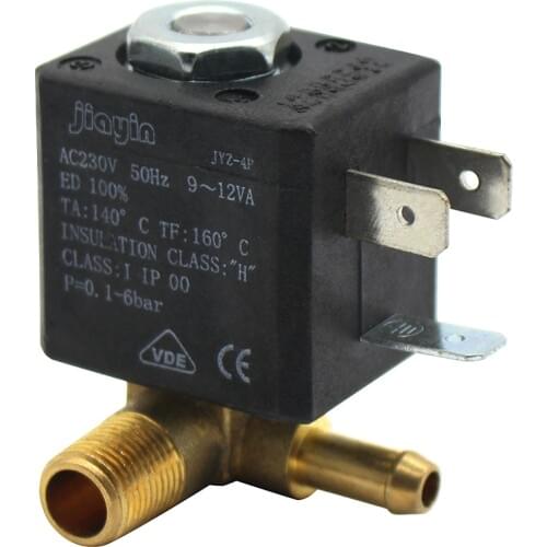 JYZ-4P Normally Closed Cannula 3mm N/C 2/2 Way AC 230V G1/8' Brass Steam Air Generator Water Solenoid Valve Coffee Makers