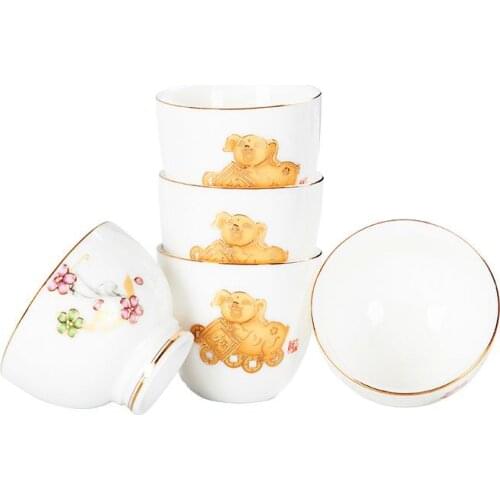 Hand Printed Ceramics Teacups Chinese Kung Fu Tea Set Tea Cup Small Tea Bowl Boutique Master Cup 1pcs Teaware Sets Accessories