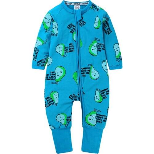 Infant Baby Boys Girls Clothes Toddler Kids Cartoon Print Cotton Rompers Unisex Newborn Baby Romper Zipper Pajamas Clothing