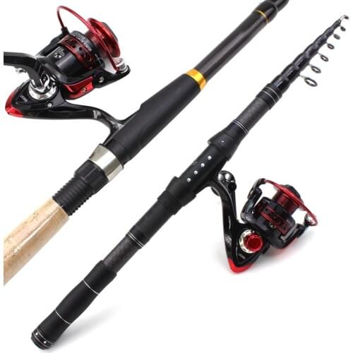 Portable fishing rod and reel set Carbon Fiber telescopic rod Cork handle carp Spinning Rod Outdoor sports fishing fish pole