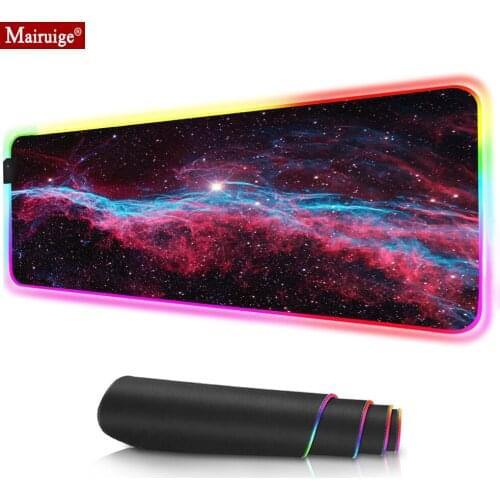 Mousepad RGB Universe Starfield Fog Space Nebula Large Mouse Pad LED Computer Mat DIY Custom 80X30cm, Counter Strike Mouse Pad