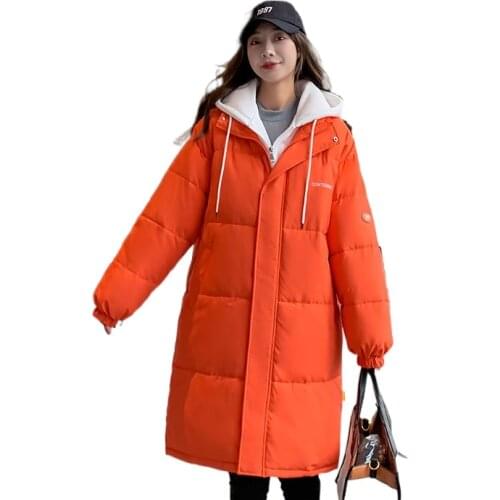 Long Winter Jacket Women Solid Thick Zipper Loose Korean Style Ladies Casual Parkas Long Sleeve Pockets Coats for Female 2021