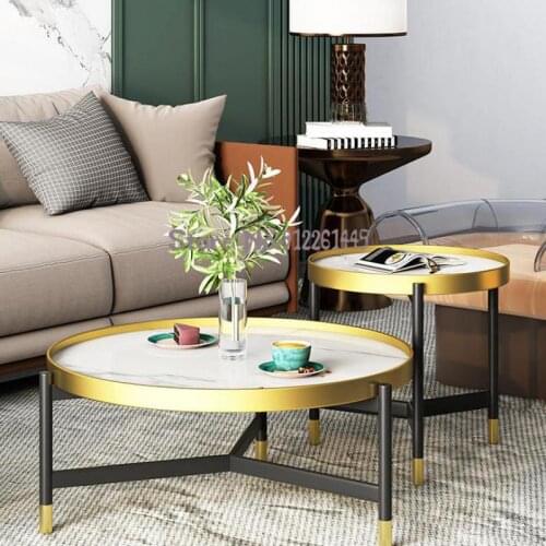 Small Family Modern Italian Marble Round Tea Table Simple Nordic Rock Plate Tea Table Table Living Room Side Table