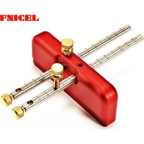 Aluminum Alloy Marking Gauge Handheld Portable Woodworking Decoration Scriber DIY Hand Scribing Tool with 2pcs Marking Rod