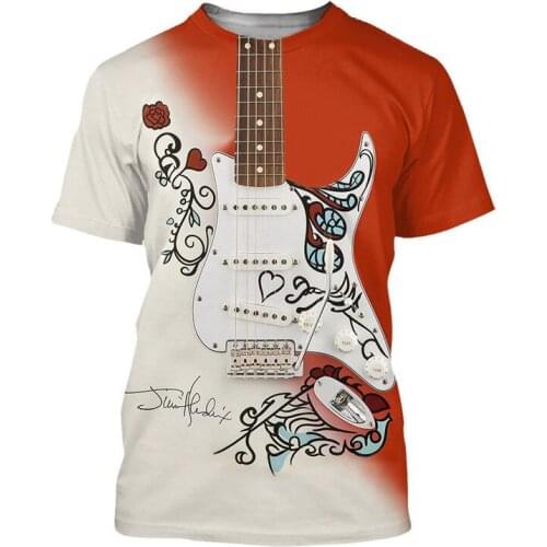 Fashion summer T-shirt musical instrument 3D printing T-shirt unisex Harajuku casual street sports short-sleeved T-shirt