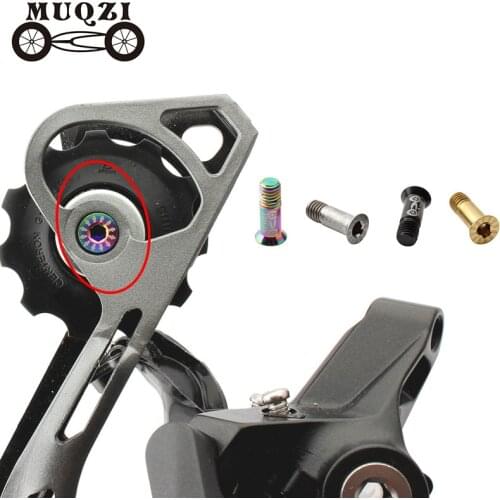 MUQZI 2PCS Bicycle M5 Rear Derailleur Guide Wheel Screw Titanium Alloy Tension Jockey Wheel Fixed Bolt MTB Road Bike Parts