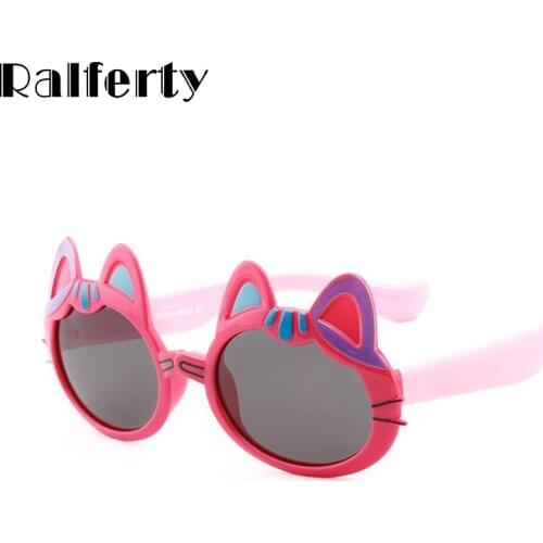 Ralferty Unbreakable Child Sunglasses Polarized UV400 Sun Glasses Kids Lovely Cat Shades Baby Girl Outdoor Goggles K8233