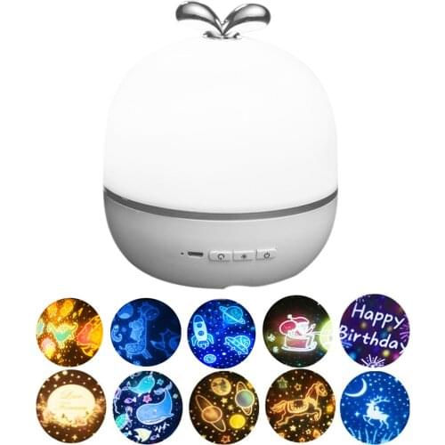 Star Projector Night Light with 10 Films Romantic USB Rechargeable Sleeping Lamp Hanging Cage Lampshade Ceiling Light